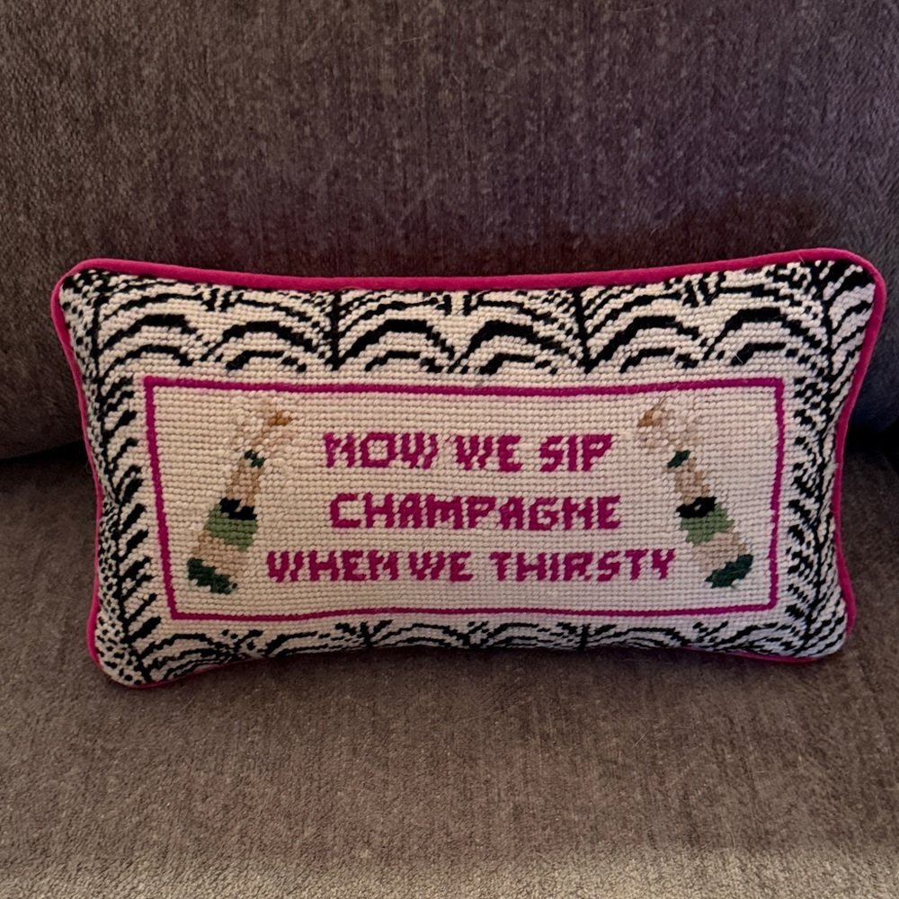 Now We Sip Champagne Decorative Throw Pillow - Pink Accents